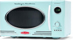 Nostalgia Retro Countertop Microwave Oven, 0.9 Cu. Ft. 800-Watts with LED Digital Display, Child Lock, Easy Clean Interior, Cu.Ft, Aqua
