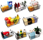 Joben Oligey 3 Set Hanging Wire Baskets ,Wall Mount Fruit Basket,No Drilling,Adhesive Small Metal Basket,Farmhouse Food Storage Mesh Bin Kitchen Pantry Laundry Bathroom Closet Garage RV ,Black