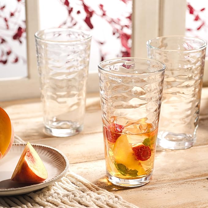 Glaver's Drinking Glasses Set of 10 Highball Glass Cups, 17 Oz Cooler Glassware. Home and Bar Everyday Basic Drinkware Elegant Kitchen Glasses for Water, Juice, Cocktails, Iced Tea.