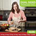Spring Chef Stainless Steel Magnetic Measuring Spoons Set of 8 with Leveler, Dual Sided Metal Teaspoon & Tablespoon Measuring Spoons, Nesting Kitchen Gadgets for Baking & Cooking - 2 Pack - Black