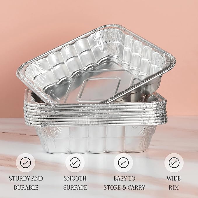 PLASTICPRO Disposable 10'' X 10'' X 3'' Inch Square Aluminum Tin Foil Baking Pans Bakeware - Cookware Perfect for Baking Cakes, Breads, Brownies, Bread, Meatloaf, Lasagna, Pack of 25