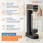 Simpli Soda BLÜ Sparkling Water Maker, Premium Soda Streaming Machine, Carbonated Water Machine and Soda Maker - Black (No CO2 Cylinder Included)