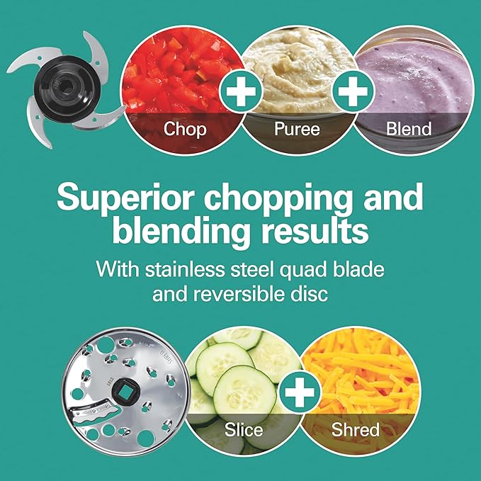 Hamilton Beach Stack & Snap 4-Cup Mini Food Processor & Vegetable Chopper, 250 Watts, for Slicing, Shredding, and Puree, Black (70510)