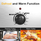 Sunvivi 26lb 22-Quart Roaster Oven, Electric Roaster Oven with Viewing Lid, Turkey Roaster with Unique Defrost/Warm Function, Large Roaster with Removable Pan & Rack, Stainless Steel, Silver