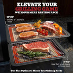 Trinity Provisions Meat Resting Pan - With Wire Rack and Silicone Baking Mat - Dishwasher and Oven Safe Stainless Steel, for Cooking and Cooling Steak, BBQ, Bacon, & More