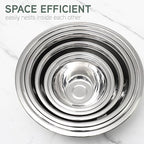 COOK WITH COLOR Stainless Steel Mixing Bowls Set - Nesting Bowls, 6 Pieces, Silver with Non Slip Bottom