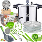 Supa Ant Pressure Canner 23 Qt with Canning Supplies Starter Kit - Canning Pressure Cooker with Gauge - Water Bath Canner Pot with Rack and Lid - Jar Lifter, XL Ladle, Jar Tongs, and Bubble Popper