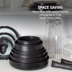 T-fal Ingenio Expertise Non Stick Cookware Set 10 Piece, Induction, Oven Broiler Safe 500F, Stackable Cookware, Pots and Pans Set, RV, Camping, Frying Pans, Dishwasher Safe, Detachable Handle,Black