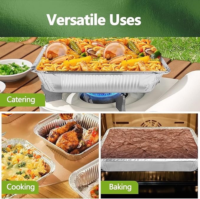Thickened 20 Pack Heavy Duty Aluminum Pans, 9x13 Aluminum Foil Pans Disposable, Half Size Steam Table Foil Baking Tray for Cooking, Baking, Roasting & Chafing, Carton Packaging