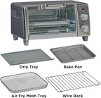 BLACK+DECKER Crisp 'N Bake Air Fry Countertop Convection Toaster Oven, Medium Capacity, 4-Slice, 5-in-1, Fits 9” Pizza, 30-Min Timer, Bake, Broil, Air Fry, Toast, Keep Warm, Stainless Steel