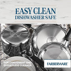 Farberware Brilliance Stainless Steel Dutch Oven/Casserole Pan with Glass Lid, 5 Quart, Dishwasher Safe and Induction Ready, Compatible with All Cooktops, Stainless Steel