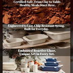 Artena Baking Dish 5.1 Quarts, Casserole Dishes For Oven, Baking Pan With Handles, Lasagna Pan Deep, Large Casserole Dish, Rectangular White Ceramic Bakeware, Blue (Only Baking Dish)
