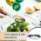 Spring Chef Stainless Steel Magnetic Measuring Spoons Set of 8 with Leveler, Nesting Metal Teaspoon & Tablespoon Measuring Spoons, Fits in Spice Jars, Kitchen Gadgets for Baking & Cooking - Aqua Sky