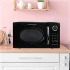 Nostalgia Retro 1000W Microwave Oven 1.1 Cu Ft Capacity – Child Safety Lock, 8 Auto-Cook Settings – Countertop Kitchen Appliance – Black