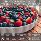 MORA Ceramic Tart Pan, 9.5 Inch Large Porcelain Baking Dish for Tarts, Quiche, Pie, Flan etc. Fluted Ruffled Edge, Oven, Microwave, Freezer, and Dishwasher safe - Great Gift For Bakers - Earl Grey