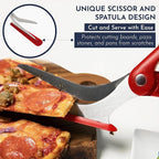 Loftern Red Pizza Scissors - Non-Stick Pizza Scissors with Firm Grip Base - Food Grade Stainless Steel Pizza Cutter - 5-in-1 Food Slicer & Pizza Server - Durable, Safe & Mess Free