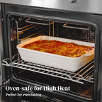 DOWAN Casserole Dishes for Oven, Baking Dishes Set, Ceramic Bakeware Sets of 3, Lasagna Pan Deep, Rectangular Baking Pan Set with Handles for Baking, Casserole, Kitchen, Wedding Gift, Soft White (15.6''/12.2''/8.9'')