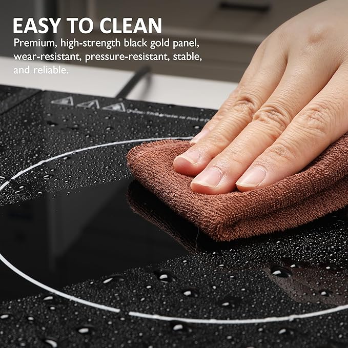 Sunvivi Portable Induction Cooktop: 2 Burners in 1, Commercial-Grade Electric Countertop Stove with LED Touchscreen, 8 Power Levels & Precise Temp Control (176°F-518°F), Independent Timer, Black