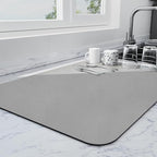 Ecotrim - Dish Drying Mat for Kitchen Counter | Coffee Bar Mat for Countertops | Heat Resistant Drainer Mat with Non-slip Rubber Backed | Hide Stain Kitchen Absorbent Draining Mat | Grey 18"x32"