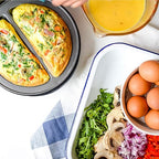 Holstein Housewares Stainless Steel 2 Section Omelet & Frittata Maker, Non Stick Coating, Easy To Clean, Indicator Lights, Compact Storage, Prepare Versatile Recipes in Minutes. 2 Portions, Teal