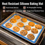 Baking Mats Silicone for Baking Sheet, non Stikc Pastry Mat for Dough Rolling, Silicone Macaron Baking Sheet for Cookie, Pizza, Surdough, Pastry,Dough Rolling out, Non Stik and 480°F Oven Safe