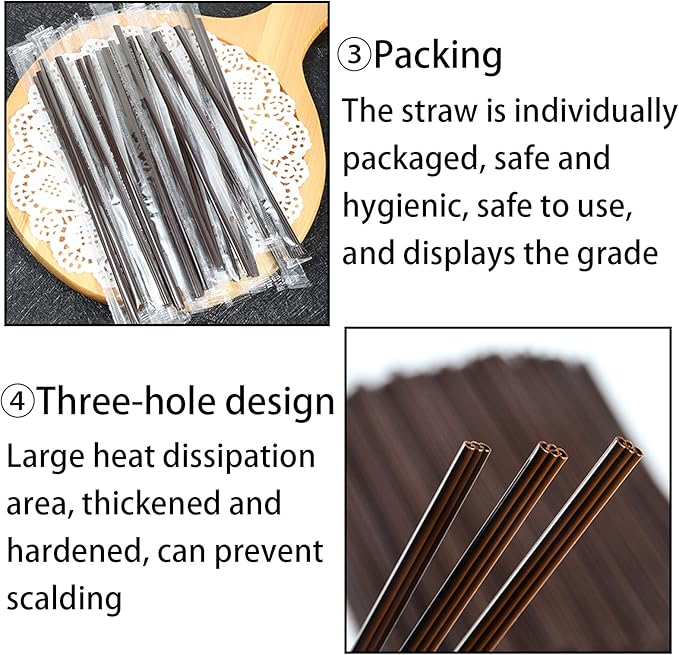 Coffee Stirrers Sticks 400 Individually Wrapped 6.7in，Disposable coffee straw stirring rod，Coffee Straw，Disposable Plastic Drink Stirrer Sticks Health and Safety Three-hole coffee straw