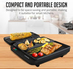 OVENTE Sandwich Maker and Hamburger Grill Machine with Non-Stick Griddle and Griller Plate, 1000W Electric Multipurpose Breakfast Station for Sandwiches, Burgers, Egg Muffin & Pancakes, Black HMG111B