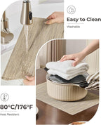 Leetaltree Light Brown Placemats Set of 24 - Heat Resistant Non-Slip Place mats for Dining Table, Washable Durable PVC Vinyl Woven Table Mats(Light Brown, 24)