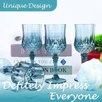 Plastic Wine Glasses, Plastic Goblets Vintage Style Cordial Unbreakable Drinking Glasses, Reusable Drinkware for Wedding Reception, Grand Event Party Supplies (48, Dusty Blue)