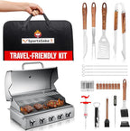 SpartaSake (24-Pack) Premium Stainless Steel BBQ Grilling Accessories with Black Handles - Barbecue Gill Accessories Set for Blackstone Griddle - Outdoor Camping Grill Set for BBQ for Dad Men Women