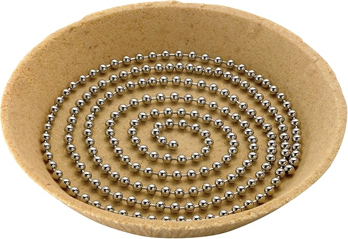 Mrs. Anderson's Baking Pie Weights | Stainless Steel Stoneware Beads for Blind Baking | Heat-Safe, Food-Safe, Easy to Use | Prevents Shrinking, Puffing, Bubbling | Connected Chain Weights
