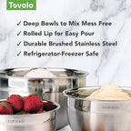 Tovolo Large Stainless Steel Mixing Bowl 5 Quart Metal Mixing Bowl for Baking Kitchen Prep with Easy Pour Rounded Lip, Dishwasher Safe Deep Metal Bowl Design for Salads, Popcorn, Kneading Bread Dough