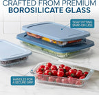 COOK WITH COLOR 8-Piece Deep Glass Baking Dish Set with Plastic Lids – Casserole and Food Storage Containers for Lasagna, Leftovers – Freezer-to-Oven, Microwave & Dishwasher Safe, Fluted Blue