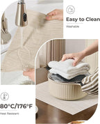 Leetaltree Beige White Placemats Set of 16 - Heat Resistant Non-Slip Place mats for Dining Table, Washable Durable PVC Vinyl Woven Table Mats(Beige White, 16)