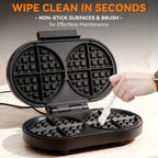 Baker’s Friend Double Belgian Waffle Maker Thick, 2 X 6” Round Waffle Maker, Belgium Waffle Iron, Waflera Electrica with Non-stick Plates, 1200W, Perfect for Kids & Family Breakfast, Graphite