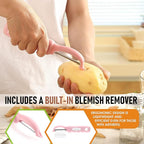 Spring Chef Premium Swivel Vegetable Peeler, Soft Grip Handle and Ultra Sharp Stainless Steel Blades - Perfect Kitchen Peeler For Veggie, Fruit, Potato, Carrot, Apple - Pink Lemonade