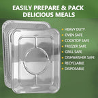 Thickened 30 Pack Heavy Duty Aluminum Pans with Lids, 9x13 Aluminum Foil Pans Disposable, Half Size Steam Table Foil Baking Tray for Cooking, Baking, Roasting & Chafing, Carton Packaging