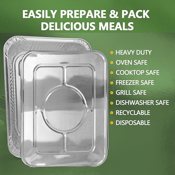 Thickened 30 Pack Heavy Duty Aluminum Pans with Lids, 9x13 Aluminum Foil Pans Disposable, Half Size Steam Table Foil Baking Tray for Cooking, Baking, Roasting & Chafing, Carton Packaging