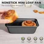 HONGBAKE 6 Pack Mini Loaf Pan for Baking Bread, 6 x 3.3 x 2 Inches Nonstick Small Banana Bread Tins Set for Homemade,Tiny Carbon Steel Meatloaf Pan - Dark Grey