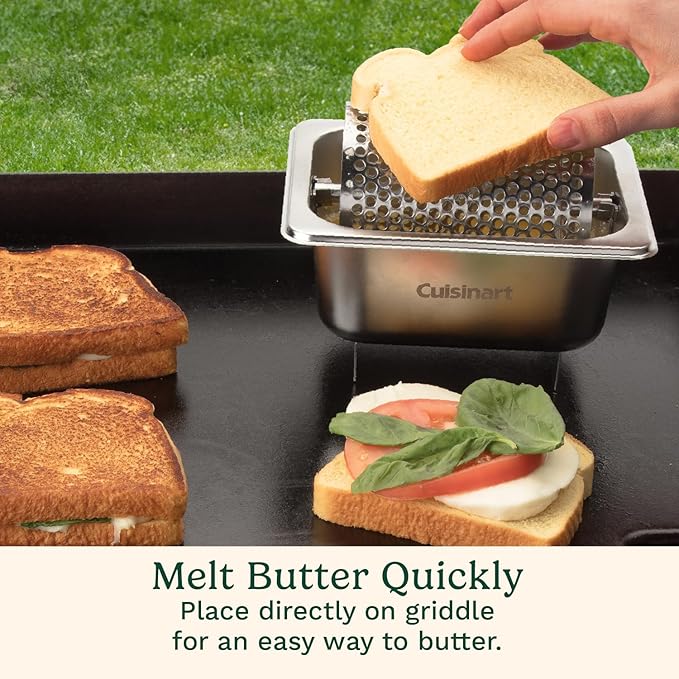 Cuisinart Stainless Steel Butter Wheel, Raised Bottom Butter Roller for Griddle for Golden Crust and Even Spread, Kitchen Grill Accessory for Burgers, Bread, BBQ, Cookouts, Tailgates