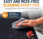 Oven Liners for Bottom of Oven - Large Heavy Duty Mats, 17” x 75” Non-Stick Reusable Liner for Electric, Gas, Toasters, Grills - BPA & PFOA Free Kitchen Accessory to Keep It Clean (Black)