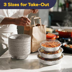 Fit Meal Prep 50 Pack 8" Round Aluminum Foil Pans with Clear Dome Lids, Pie Tins Disposable 8 inch with Lids, Take Out Containers, Freezer Oven Safe Aluminum Baking Pans for Storing, Cooking, Storage