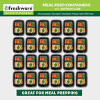 Freshware Meal Prep Containers [150 Pack] 1 Compartment with Lids, Food Storage Containers, Bento Box, BPA Free, Stackable, Microwave/Dishwasher/Freezer Safe (24 oz)