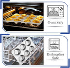TeamFar Muffin Pan Set of 4, 6 Cup Muffin Tins Pans For Baking, Cupcake Pan Tray Set Stainless Steel for Baking Muffins Cakes Tarts and More, Healthy & Sturdy, Oven & Dishwasher Safe