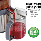 Hamilton Beach Juicer Machine, Centrifugal Extractor, Big Mouth 3" Feed Chute, Easy Clean, 2-Speeds, 40 oz. BPA Free Pitcher, 850 Watt Motor, Silver (67850)