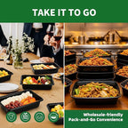 Meal Prep Containers, 50 Pack 32oz (100-Piece) Disposable Take Out Food Storage Containers with Leakproof Lids, Reusable Plastic To Go Lunch Boxes, BPA Free, Microwave/Dishwasher/Freezer Safe