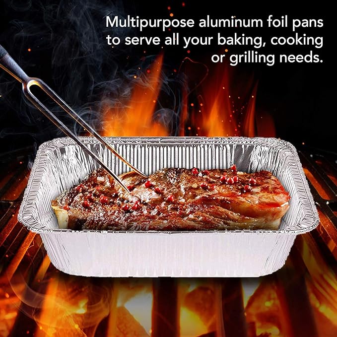 Stock Your Home Aluminum Pans 9x13 Disposable Foil Pans (10 Pack) - Half Size Steam Table Deep Aluminum Trays - Tin Foil Disposable Pans Great for Cooking, Heating, Storing, Prepping Food