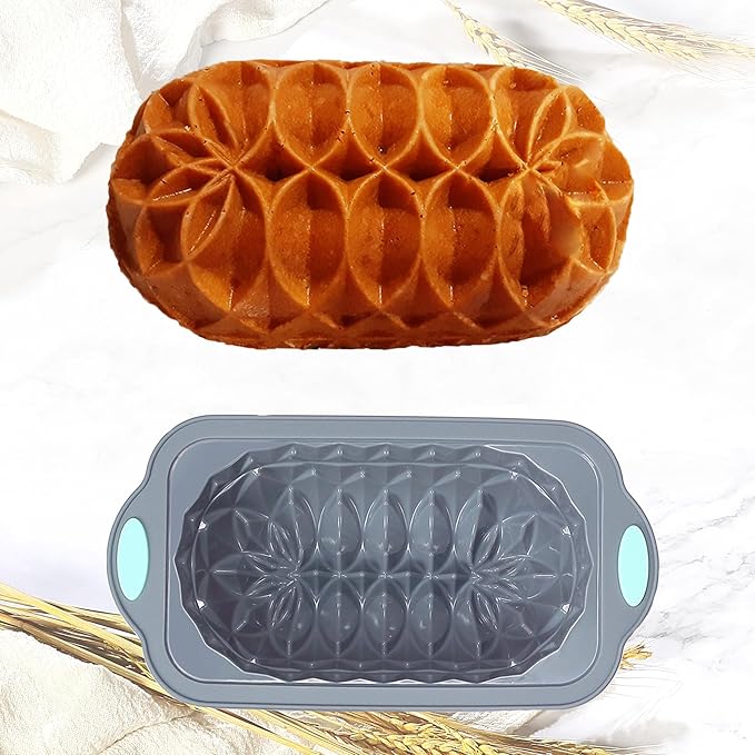 Tongjude 4 Piece Silicone Loaf Pan for Baking, Non-Stick Kitchen Oven Bread Pan, Perfect for Banana Bread, Sandwich, Pound Cake and Meatloaf, 6 Cups, Grey