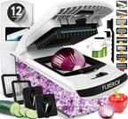 Fullstar Mandoline Slicer for Kitchen - Vegetable Chopper, Onion Potato Food Veggie Fruit Slicer and Cutter with Container, Kitchen Gadgets & Gifts, Home Essentials (All-in-1, White/Black)