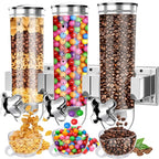 Food Dispenser Wall Mounted Grain Dispenser, Cereal Dispenser with Cup, Dry Food Dispenser Wall Mounted Triple Cereal Dispenser, Candy Dispenser Grain Dispenser for Kitchen Store Nut Coffee Beans 4.5L